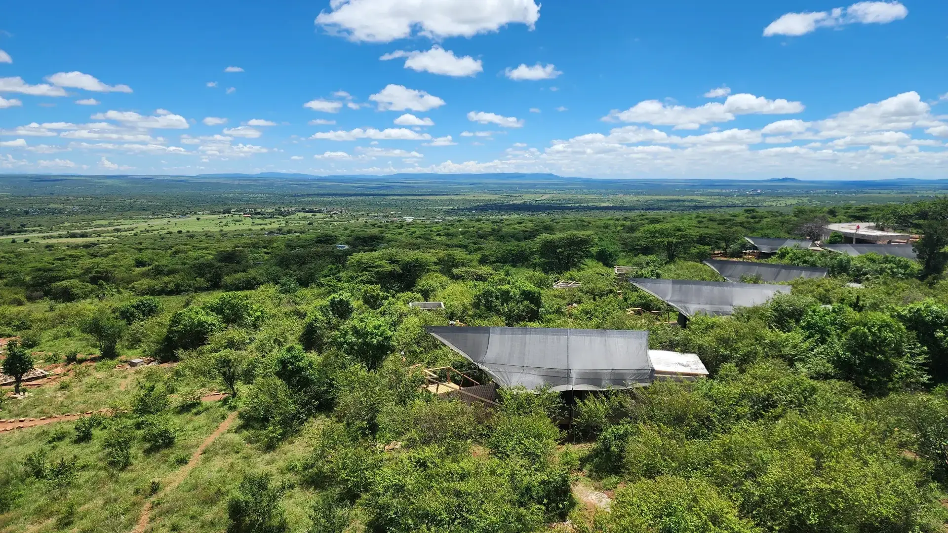 Aerial view of Mara Hilltop, our lodge in the Maasai Mara